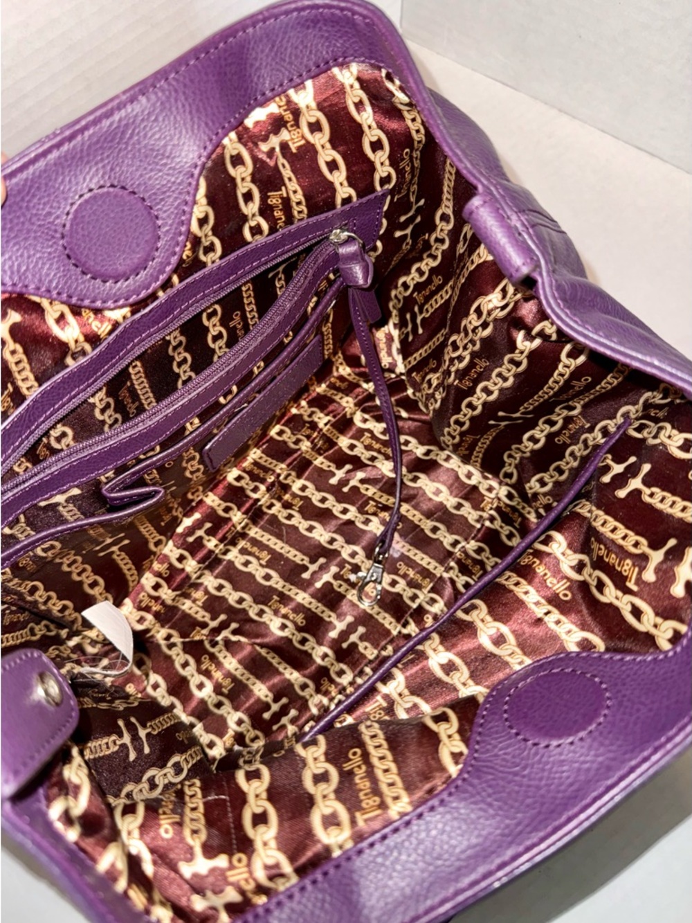 Tignanello Deep Purple Leather Tote - Picture 7 of 12